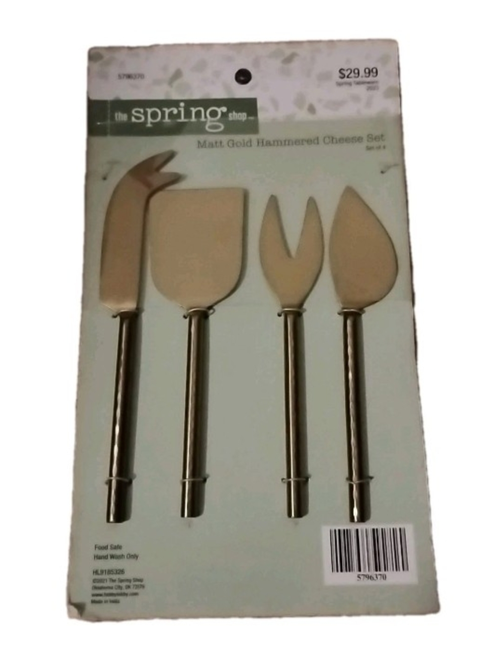 The Spring Shop Matte Gold Hammered Cheese Knife Set - Gold